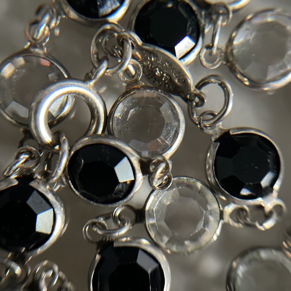 Rafaelian Vtg Black Bead and Crystal Austrian Chiclet Necklace - New Old Stock - Picture 3 of 15